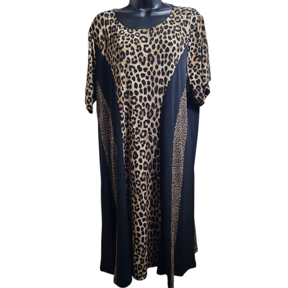 NWT Michael Kors Leopard Print Black Panels Dress 3X Women - Picture 1 of 8